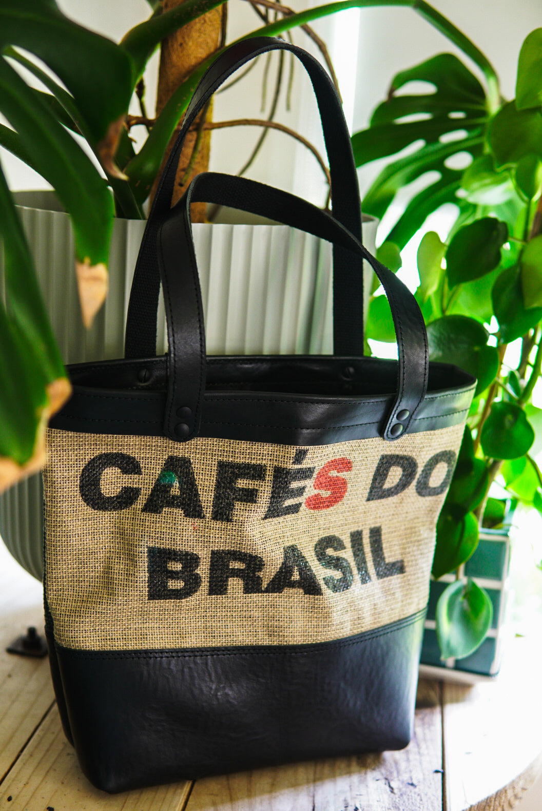 Essential Leather Tote - Brazilian Coffee Sack