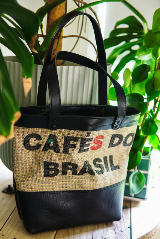 Essential Leather Tote - Brazilian Coffee Sack