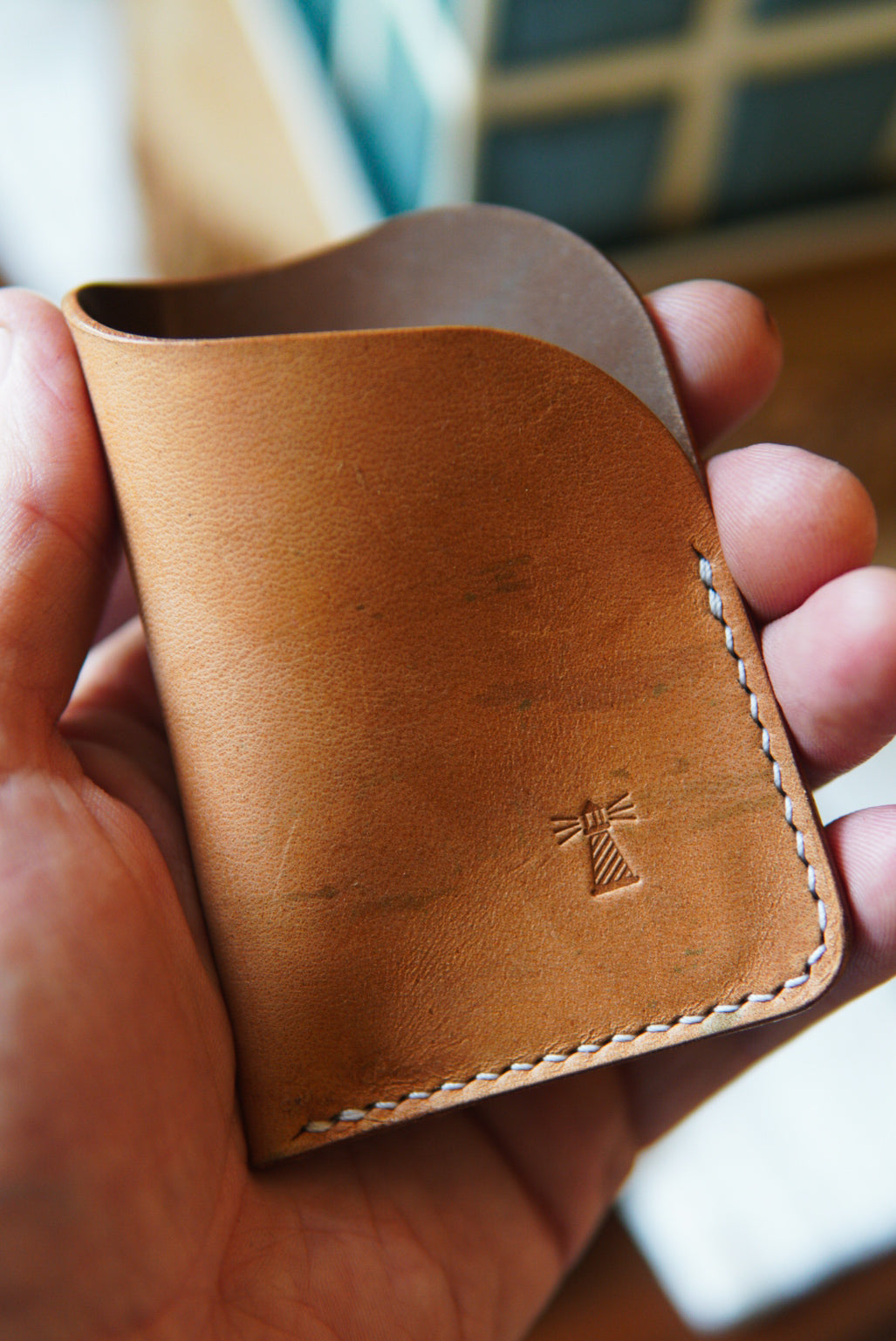 Card Slip - Horween Whiskey Reverse