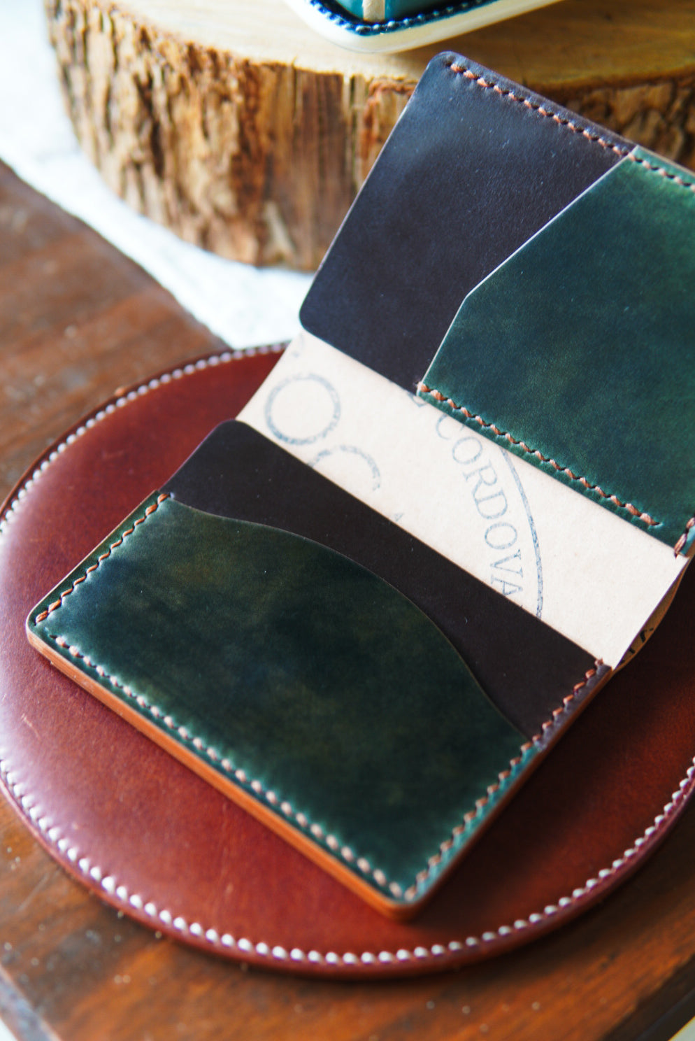 Cash Nami Bifold - Museum Green and Brown Rocado shell