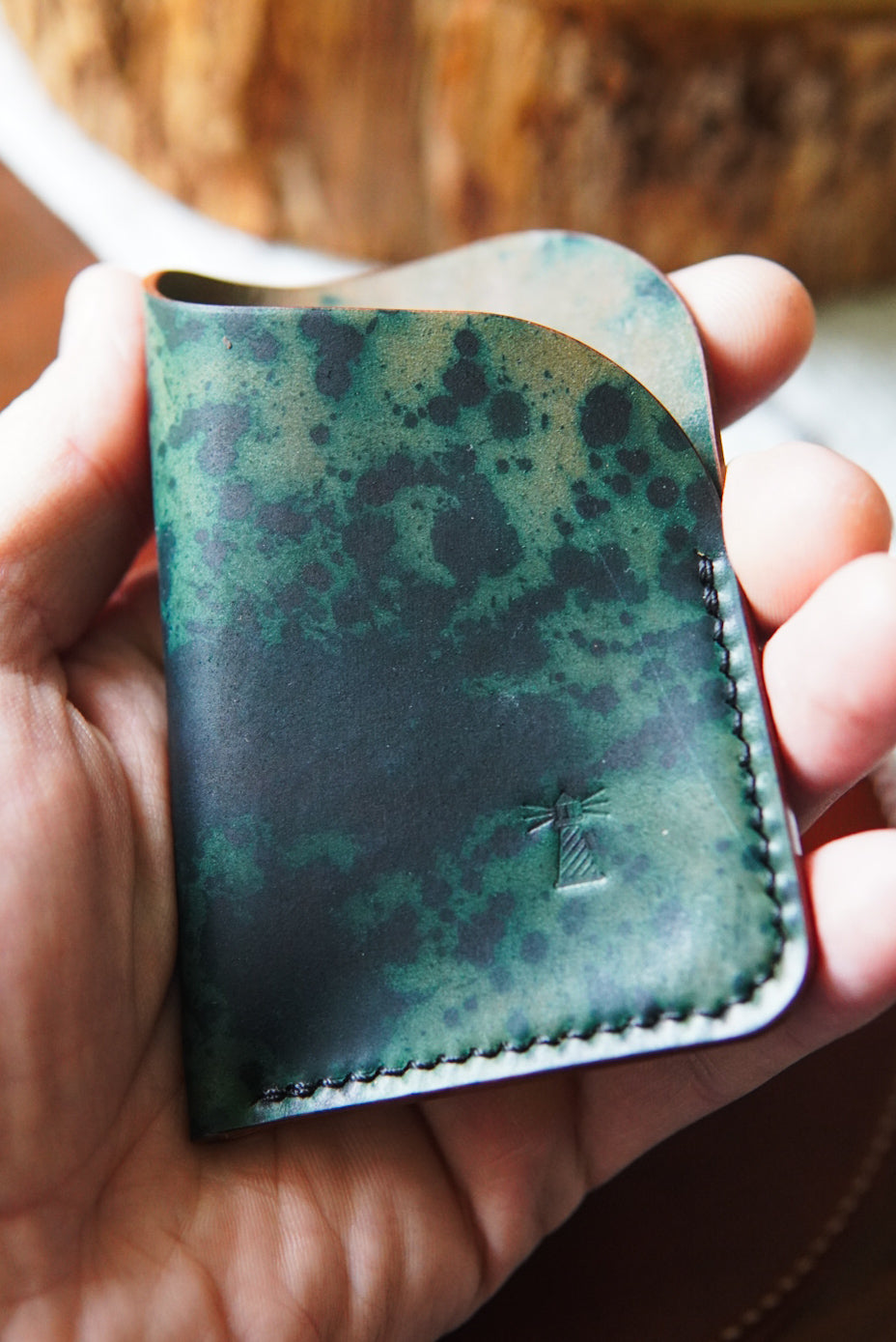 Card Slip - Horween Splatter Black